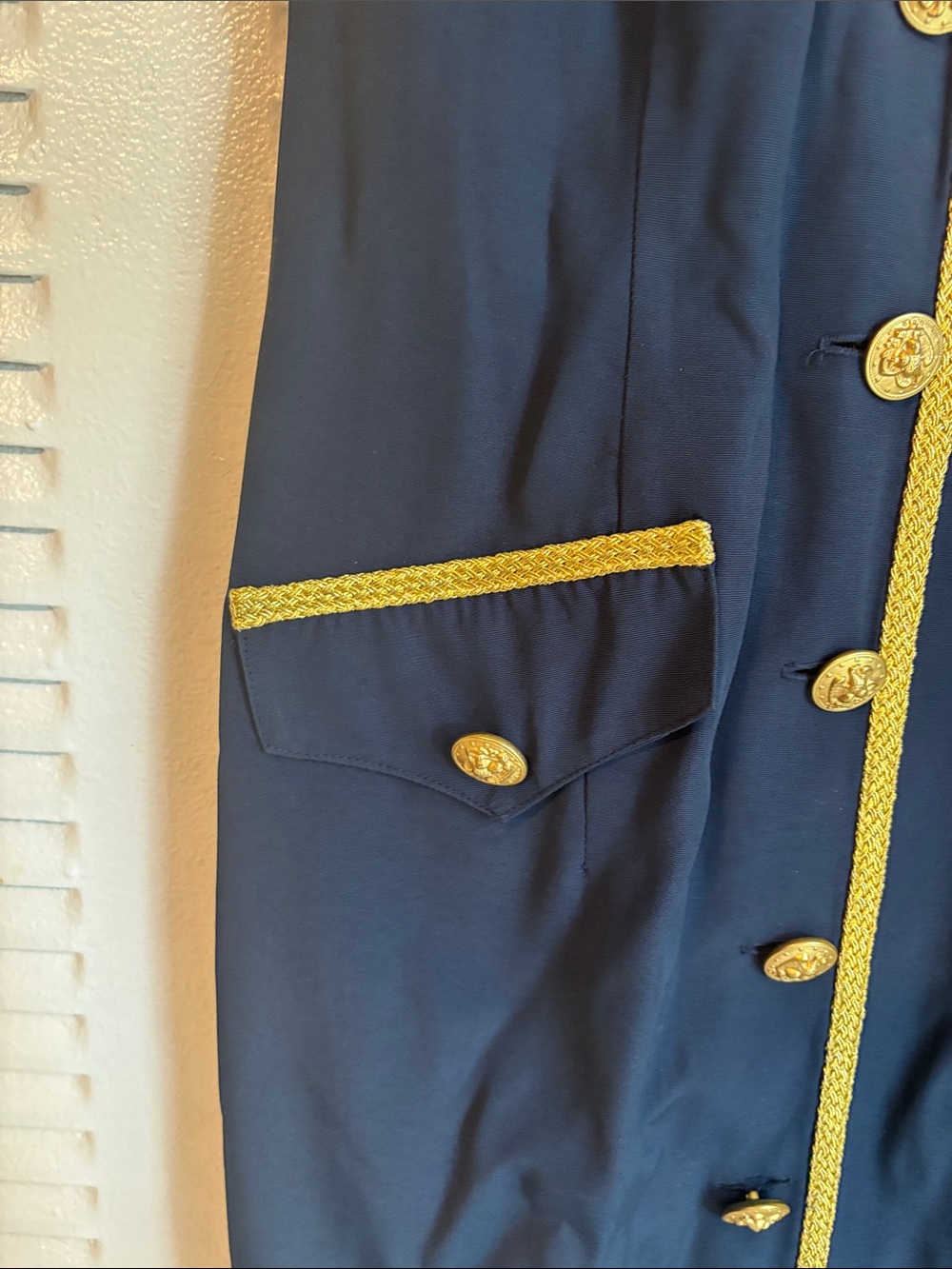 Joseph Ribkoff Navy Gold Trim Midi Dress | Luxury Metallic Braid | Size 10 - Picture 7 of 16